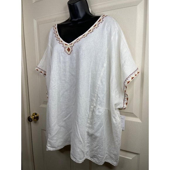 Sonoma Top Womens Plus Size 4X Dolman Sleeve Embroidered Boho Cream NWT - Picture 5 of 12